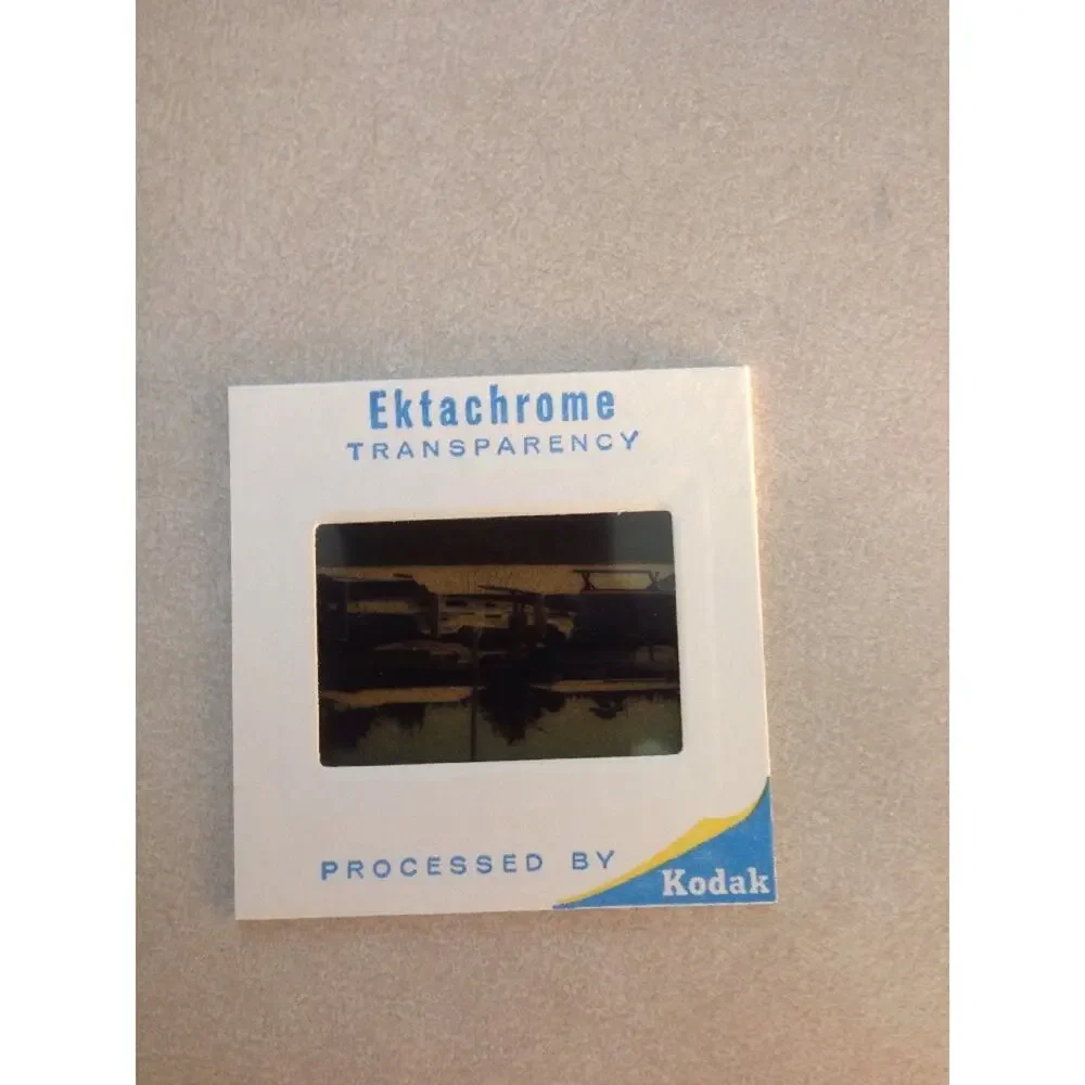 Vintage 1969 Dock Waterfront Boats Harbor Ektachrome Photograph Color Slide